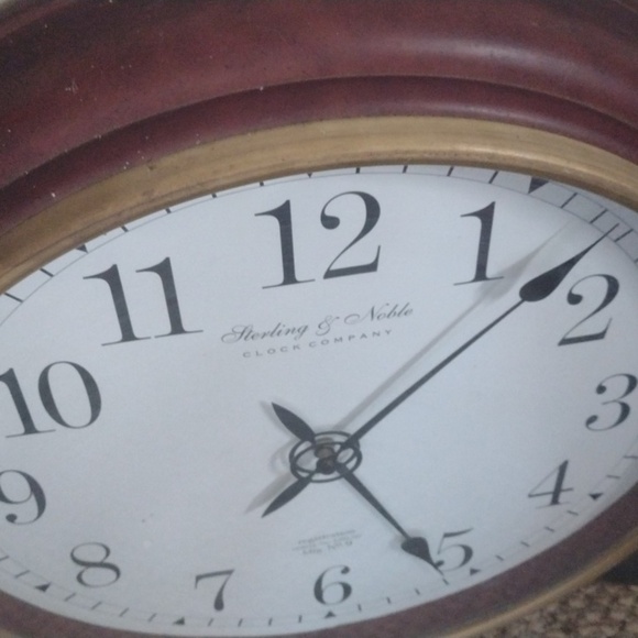 18" Round Brown with Gold Trim Wall Clock - Picture 3 of 5